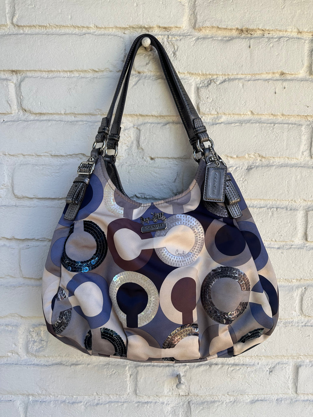 Coach Madison Graphic Op Art Sequin Maggie Shoulder Bag