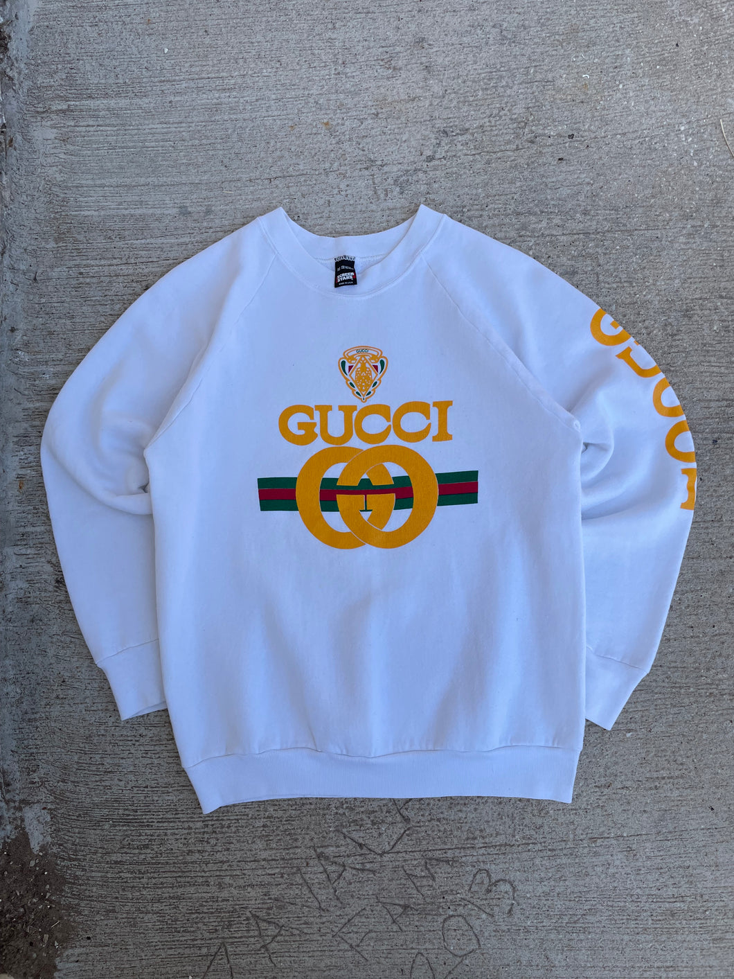 90’s Vintage Gucci Bootleg Crewneck White Medium