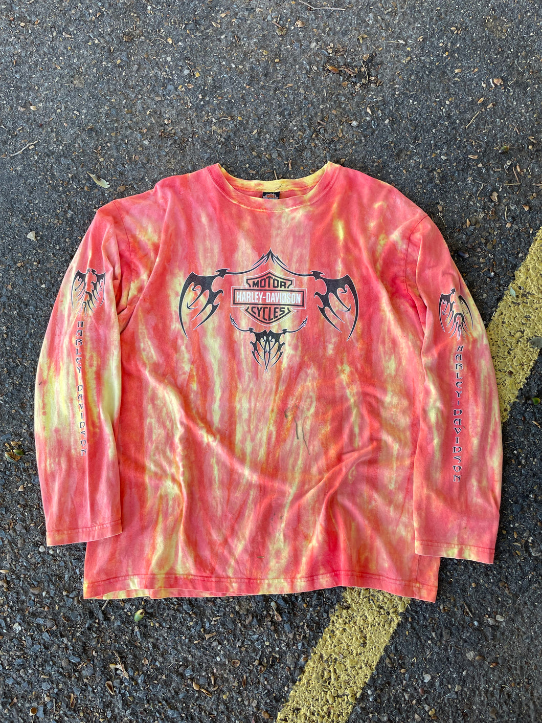 Vintage Harley Davidson Y2K Tribal Tie-Dye Longsleeve XL
