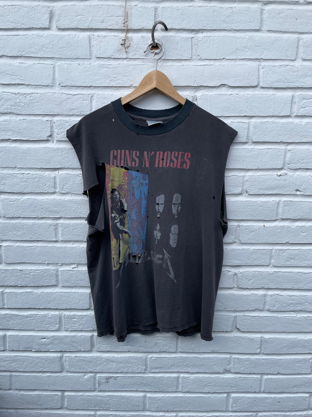 Guns N’ Roses & Metallica North American Tour Band Tee Large *THRASHED