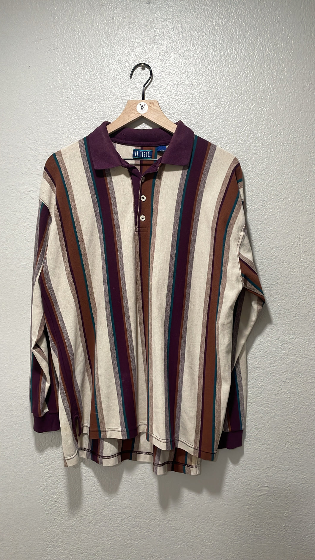 90’s El Tigre Striped Longsleeve Polo XL