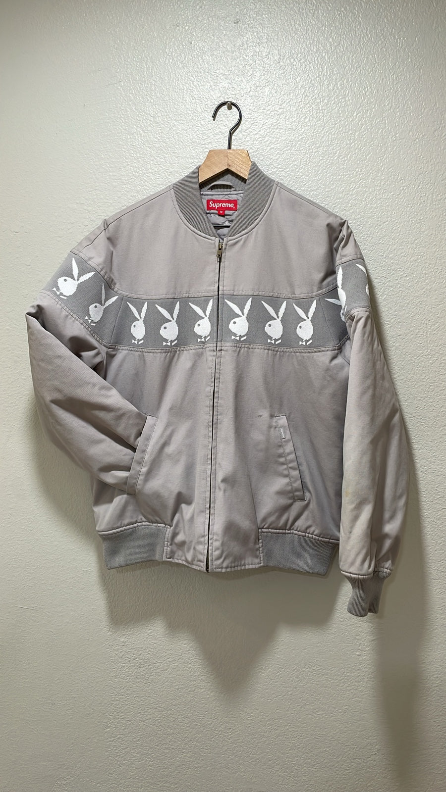 Supreme Playboy Crew Jacket Grey Medium SS19 Bomber